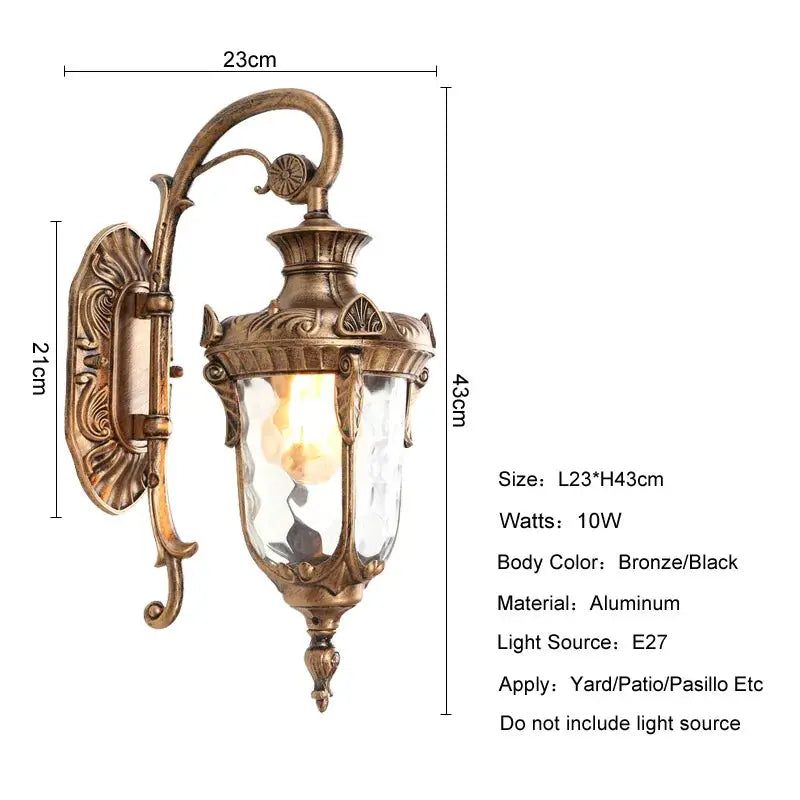 Europe Outdoor Wall Light Moktan Sabai bronze lantern with glass panels for outdoor walls on Tampa Home & Garden Store
