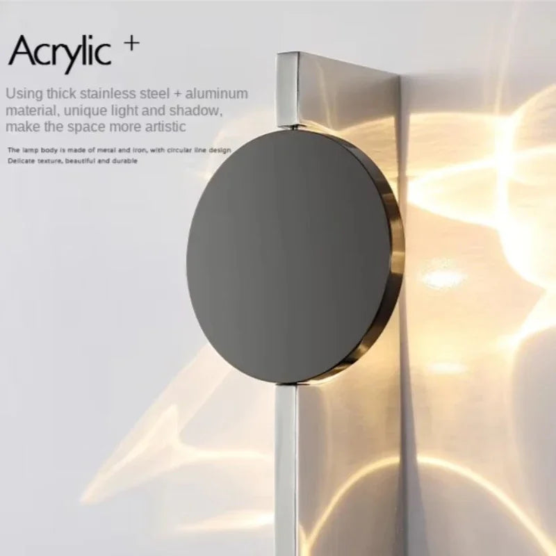 Stainless Rotatable LED Wall Sconce Creative Shadow Light Bedroom Bedside Stairs