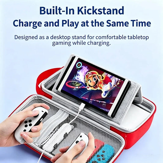 Hard shell red Nintendo Switch 2 case with built-in kickstand, game card slots FLIPSTYLEZLLC on Tampa Home & Garden Store