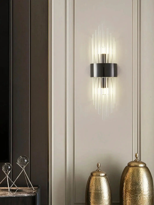 Crystal Wall Sconce G9 in gold and black stainless steel with crystal rods on Tampa Home & Garden Store