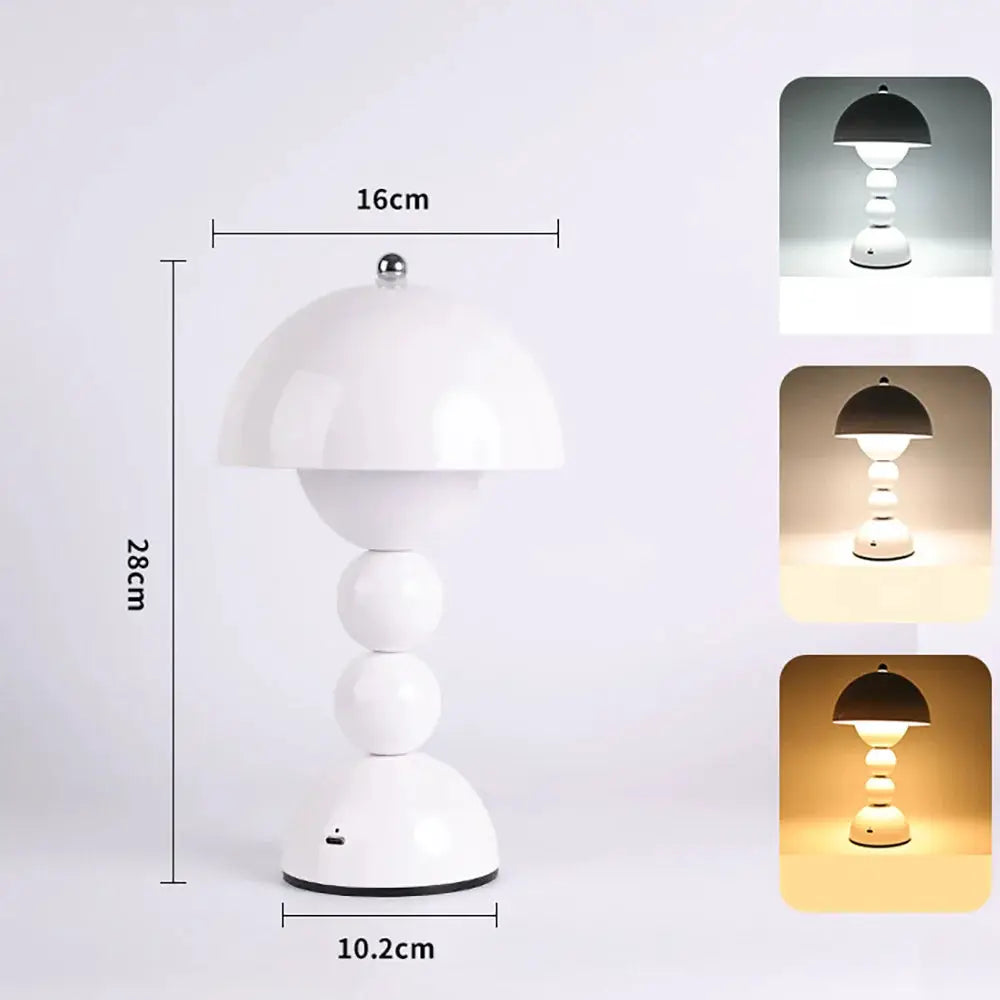 Nordic Touch LED Table Lamp Flower Bud ceramic with dome shade and stacked bead stem 28 cm tall on Tampa Home & Garden Store