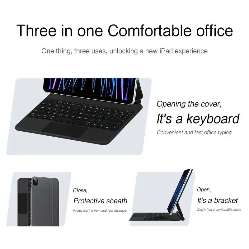Wireless keyboard case for 11 and 12.9 tablet by Moktan Sabai with touchpad and cover on Tampa Home & Garden Store