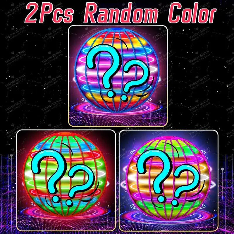 Flying LED Ball Toy for Kids rotating globe, 2 pcs neon rainbow LED orbs in random colors on Tampa Home & Garden Store