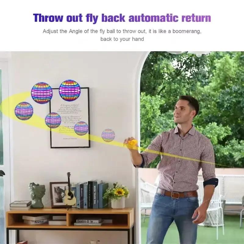 Flying Orb Boomerang Ball LED motorized hover toy Moktan Sabai; colorful LED spheres on Tampa Home & Garden Store