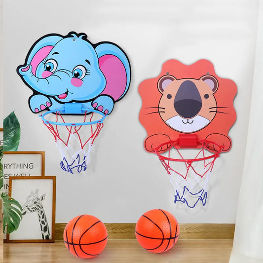 Two cartoon animal basketball hoops blue elephant and orange tiger backboards and 2 mini balls on Tampa Home & Garden Store