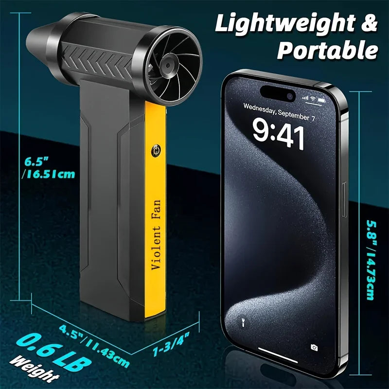 Turbo Air Blower 800000 RPM USB rechargeable handheld cleaner with black and yellow body on Tampa Home & Garden Store
