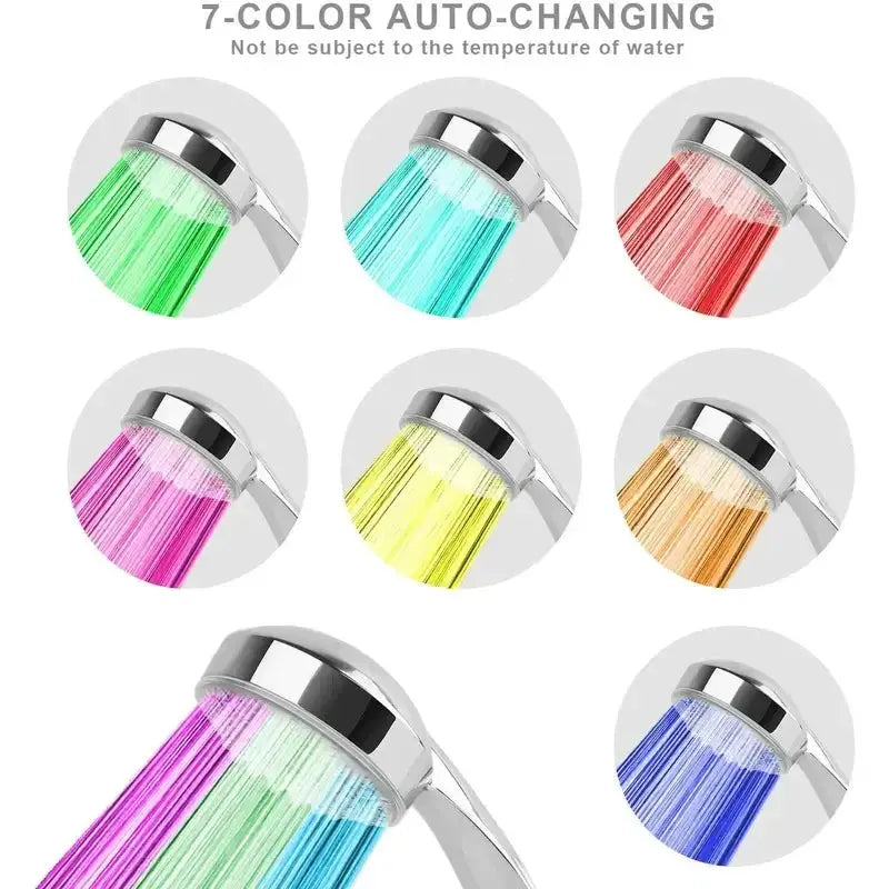 7-color LED rainfall shower head Moktan Sabai color-changing water-saving bathroom sprayer on Tampa Home & Garden Store