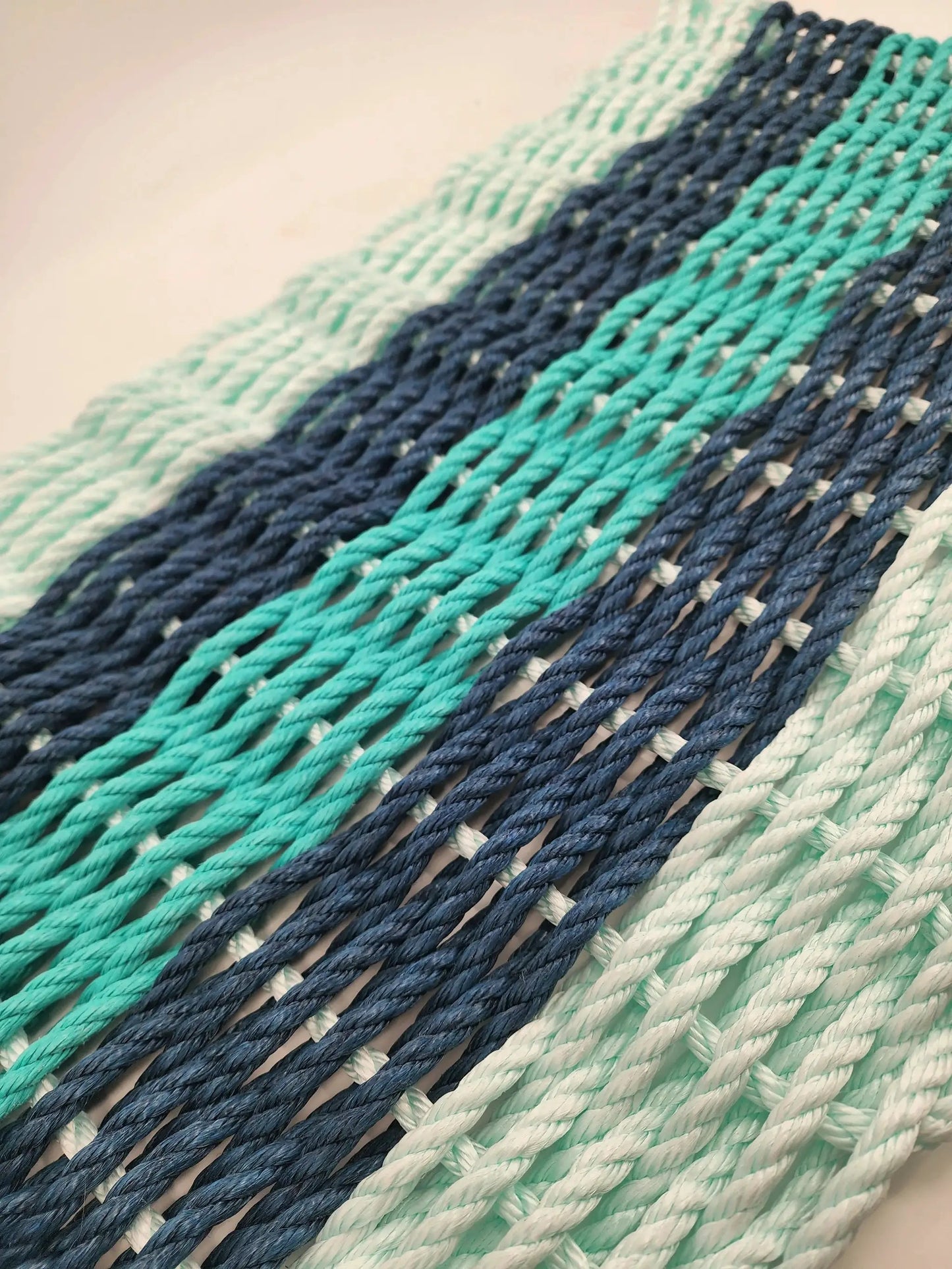Seafoam Navy and Teal Lobster Rope Door Mat by Little Salty Rope on Tampa Home & Garden Store
