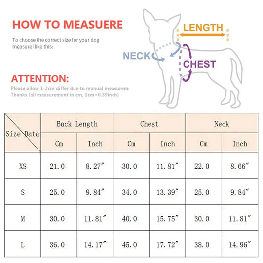 Security Dog Vest T-Shirt sizing chart with how-to-measure diagram, brand Furr Baby Gifts on Tampa Home & Garden Store