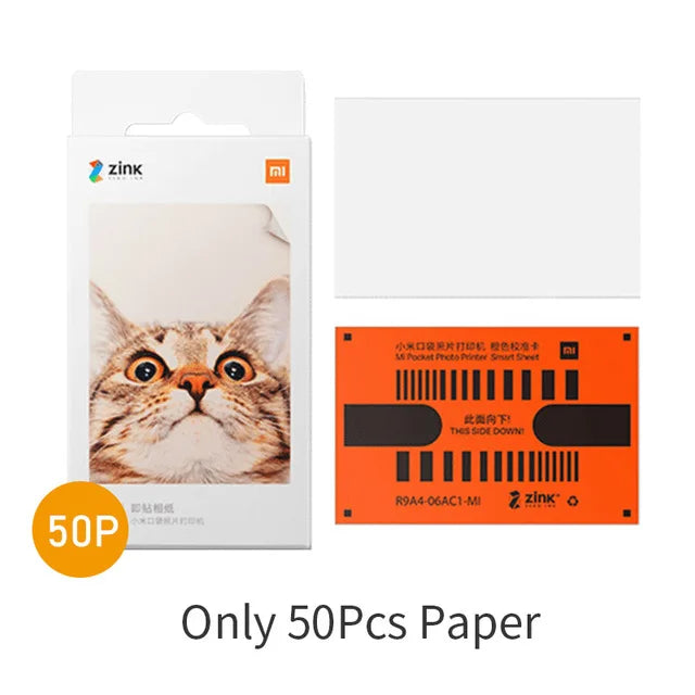 Portable Mini Photo Printer – 300dpi pocket printer, white packaging with cat print and orange 50P on Tampa Home & Garden Store