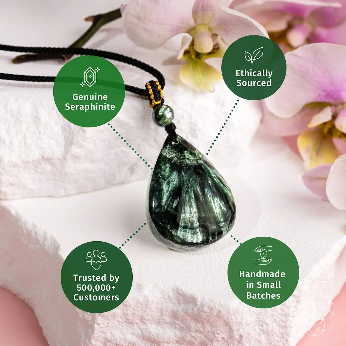 The Angel by My Side seraphinite pendant necklace on black cord Conscious Items on Tampa Home & Garden Store