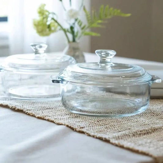 HomePacific 2-pack 1-quart clear glass casserole dishes with lids, bakeware set on Tampa Home & Garden Store