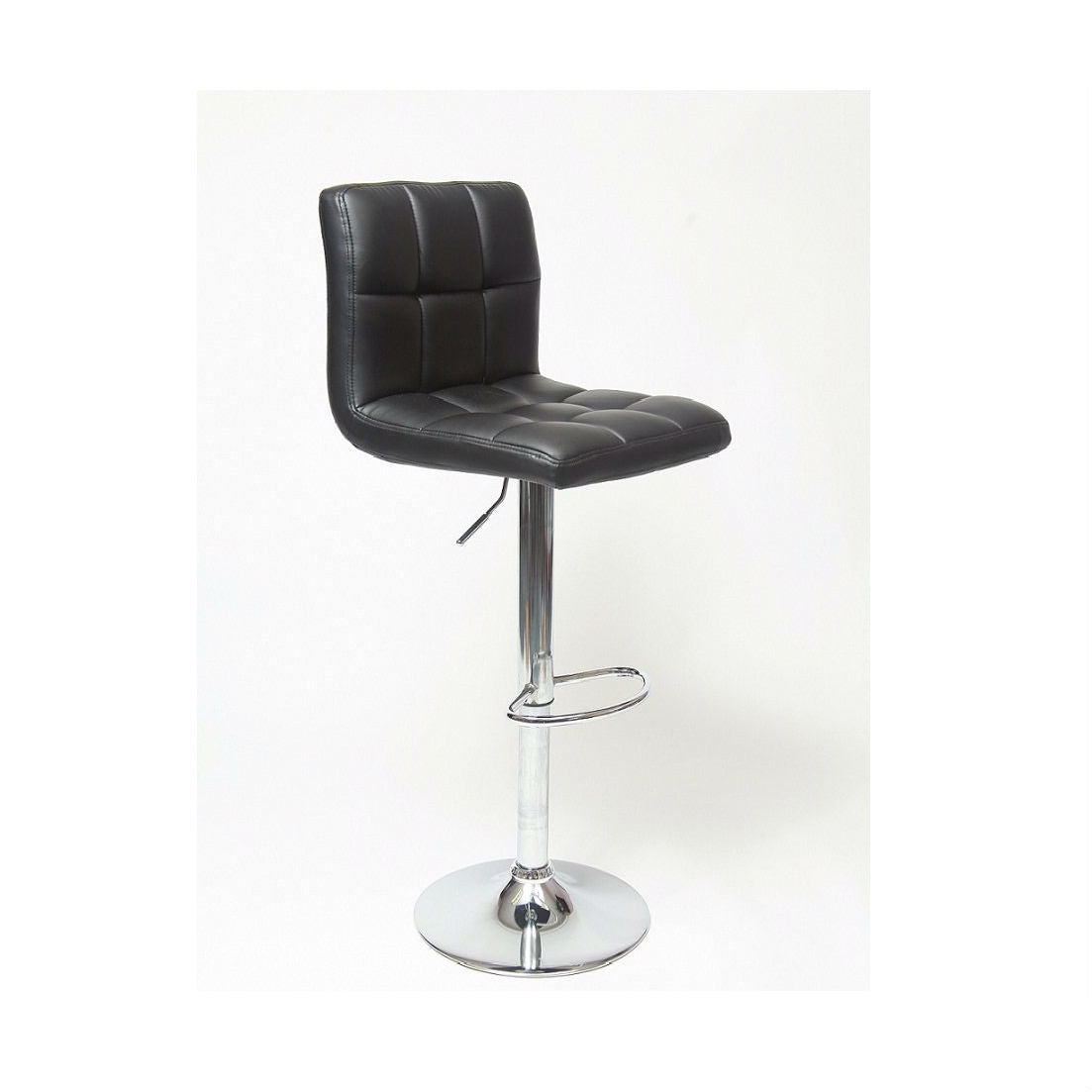 Set of 2 - Adjustable Height Bar Stool with Black Faux Leather Cushion Seat - Tampa Home & Garden Store