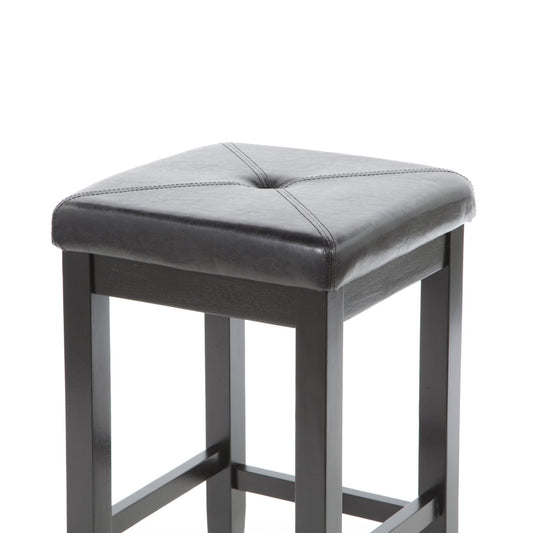 Set of 2 - Black 24-inch Backless Barstools with Faux Leather Seat - Tampa Home & Garden Store