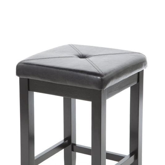 Barstools 2-pack: black 24-inch backless stools with faux leather seats and dark wood legs on Tampa Home & Garden Store