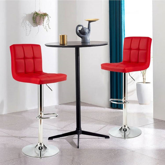 Set of 2 Modern Adjustable Height Barstools w/ Comfortable Red PU Leather Seat - Tampa Home & Garden Store