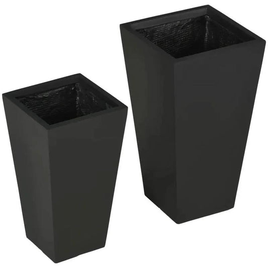 Set of 2 tall black outdoor planters with square tapered sides by HomePacific on Tampa Home & Garden Store