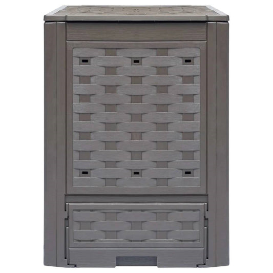 Set of 2 - Outdoor Garden 158 Gallon Compost Bin Set in Brown Plastic Rattan - Tampa Home & Garden Store