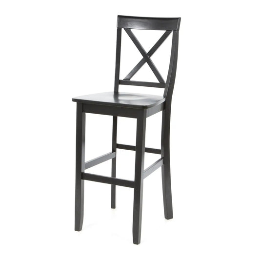 Set of 2 X-Back Solid Wood Barstools, 30-inch, black finish on Tampa Home & Garden Store