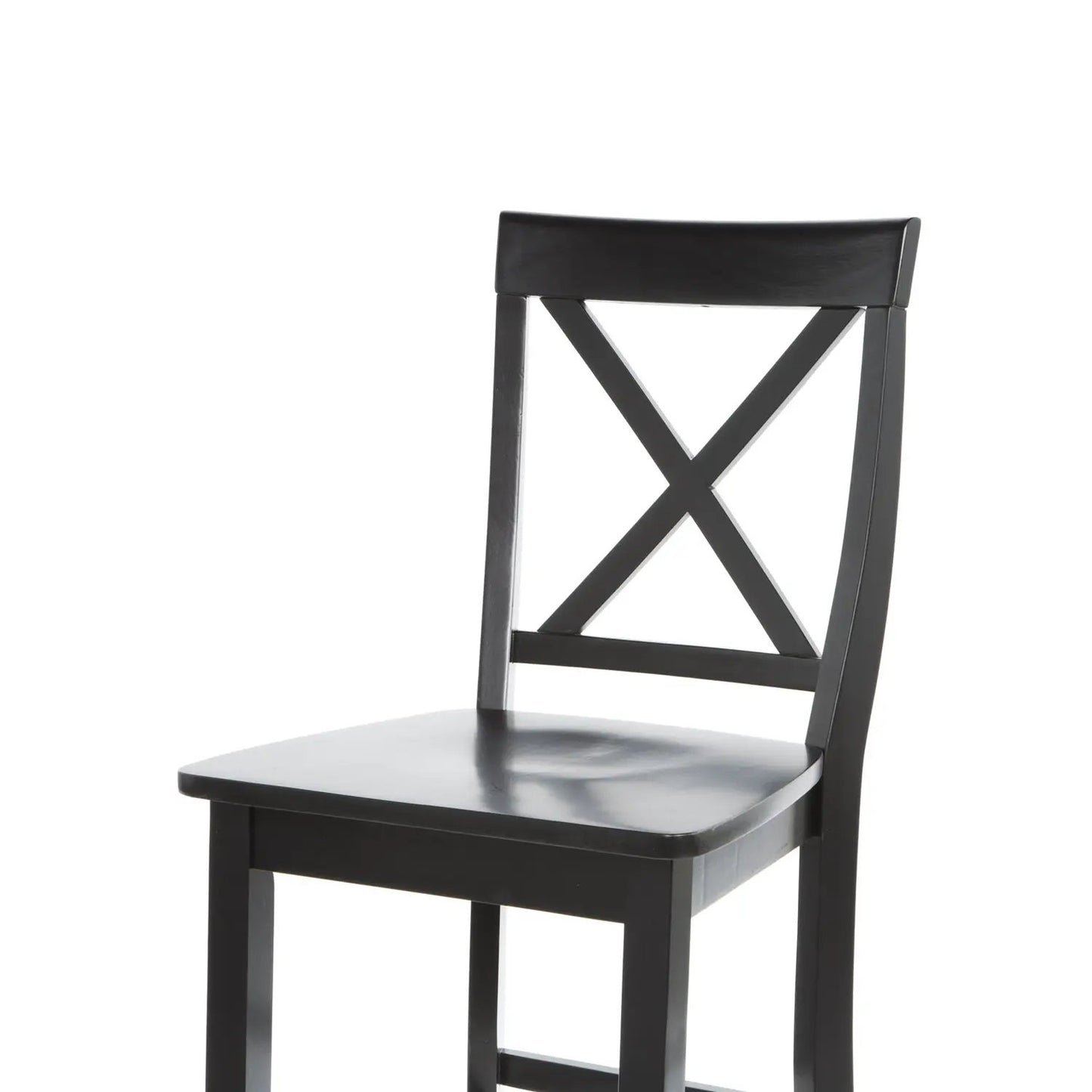 Black solid wood barstool with X-back, 30-inch height, rounded seat on Tampa Home & Garden Store