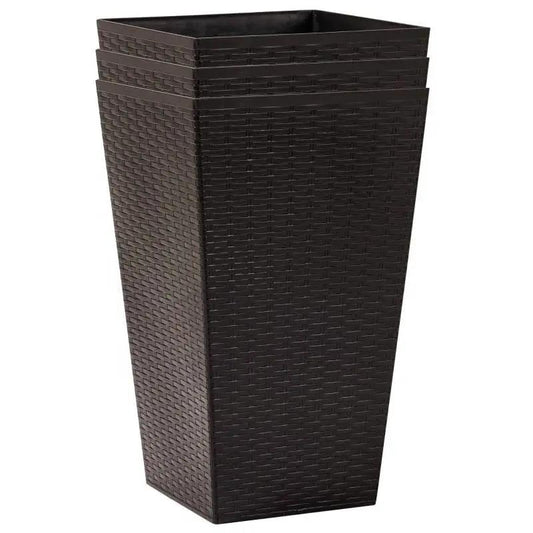 Tall brown faux rattan plastic pot on Tampa Home & Garden Store