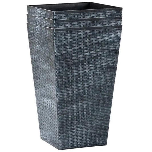 Pots set of three grey faux rattan plastic tall pots by HomePacific on Tampa Home & Garden Store