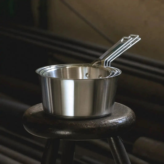 Stainless steel saucepans set of 3 with glass lids CRISTEL USA on Tampa Home & Garden Store