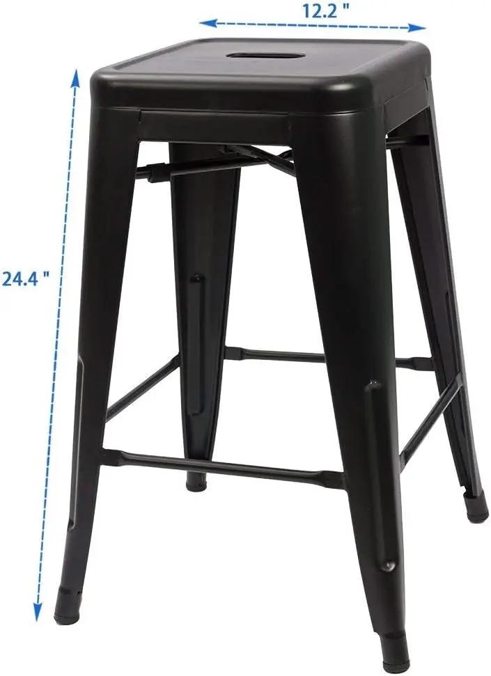 Set of 4 24-in indoor/outdoor black metal backless bar stools stackable on Tampa Home & Garden Store