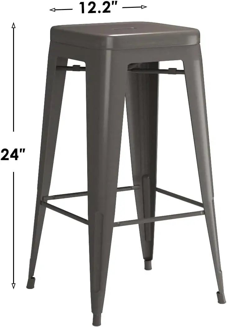 Set of 4 indoor backless stacking metal barstools gunmetal grey, 24-in tall, HomePacific on Tampa Home & Garden Store