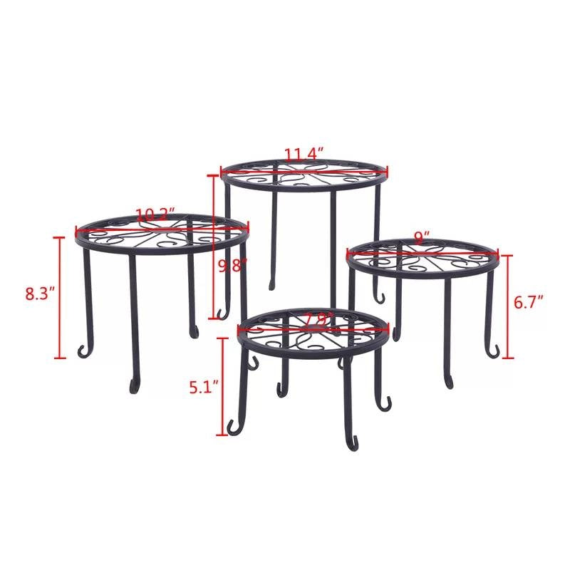 Set of 4 - Indoor Outdoor Black Metal Plant Stand - Tampa Home & Garden Store