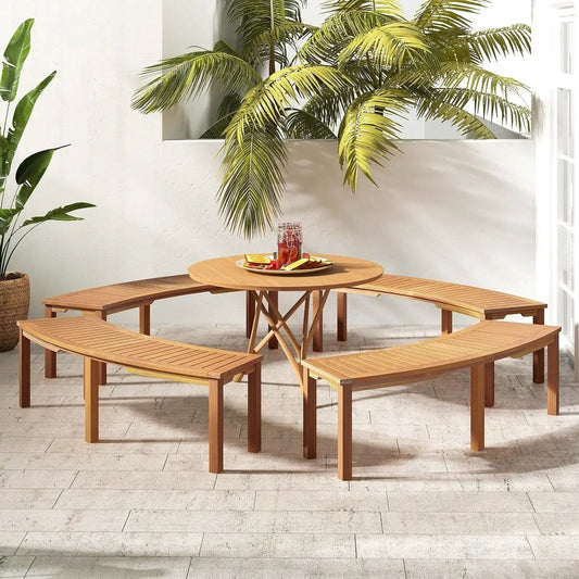 Set of 4 - Outdoor Curved Backless Garden Bench - Around Tree Table or Fire Pit - Tampa Home & Garden Store