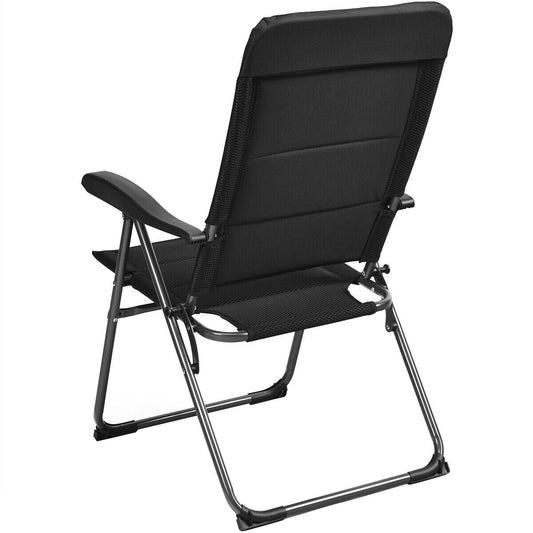 Set of 4 Patio Folding Chairs with Adjustable Backrest-Black - Tampa Home & Garden Store