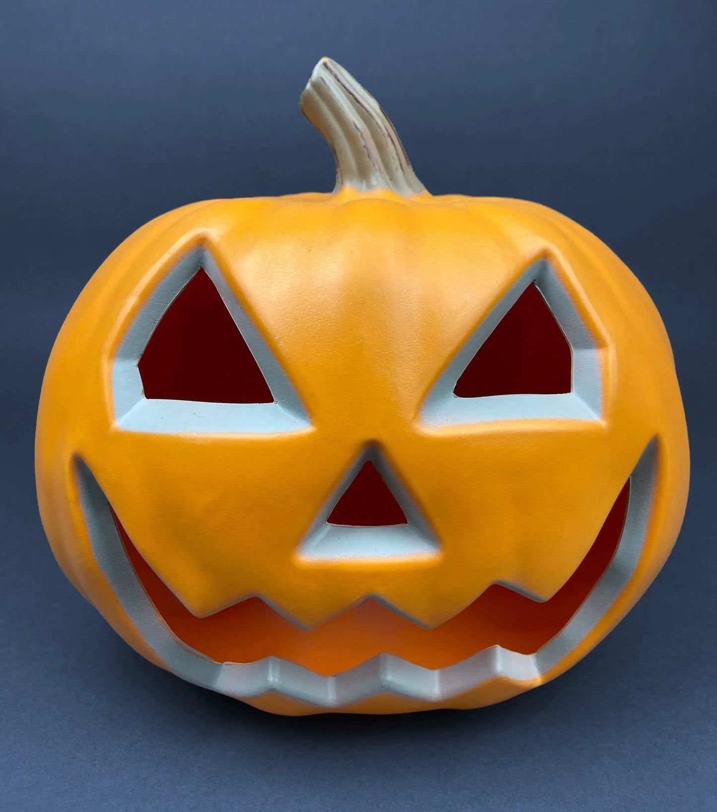 Set of Two Large Clay Pumpkins Making Scary Funny Faces. Candle or Light Kit. Halloween Thanksgiving Fall Decor. Home, Porch or Retail. - Tampa Home & Garden Store