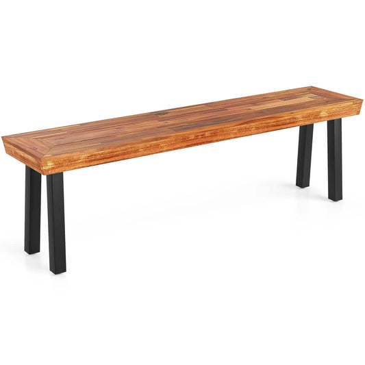 Outdoor Acacia Wood Bench with Metal Frame in natural wood finish DirectDeals 1 piece on Tampa Home & Garden Store
