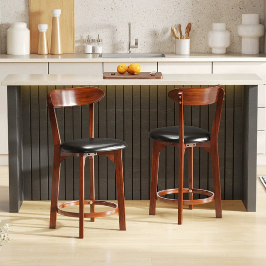 24-Inch Upholstered Counter Height Dining Chairs, set of 2, DirectDeals, dark wood on Tampa Home & Garden Store