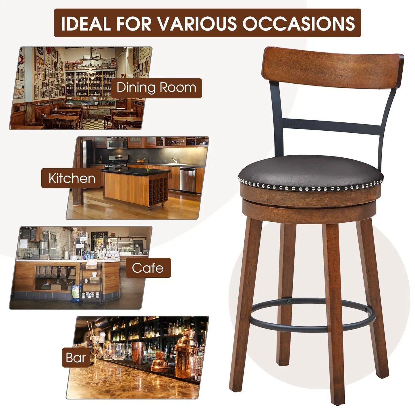 Swivel Counter Height Bar Stool Set Of 2