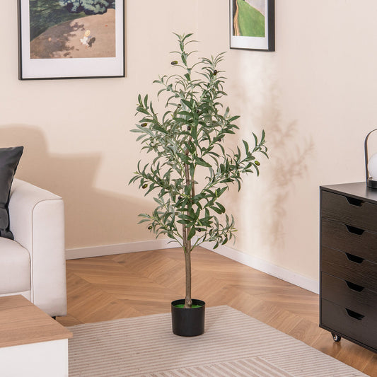 4.5 Feet Tall Artificial Olive Tree Fake Potted Trees with Realistic Fruits-Set of 2 - Tampa Home & Garden Store