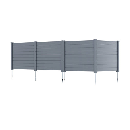 Set of 2 48 x 38 Inch Air Conditioner Fence 2 Panels with Metal Ground Stakes-Gray - Tampa Home & Garden Store