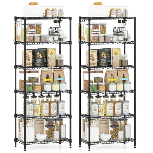 Set of 2 DirectDeals black 6-tier metal storage shelving units with wire rack for pantry on Tampa Home & Garden Store