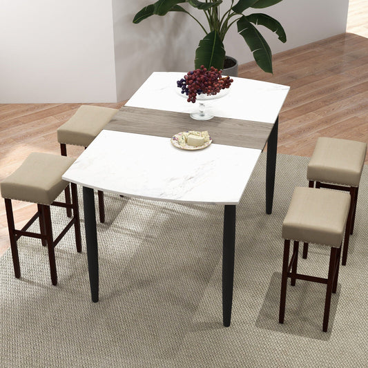 2 Set of 29 Inch Height Upholstered Bar Stool with Solid Rubber Wood Legs and Footrest-Beige - Tampa Home & Garden Store