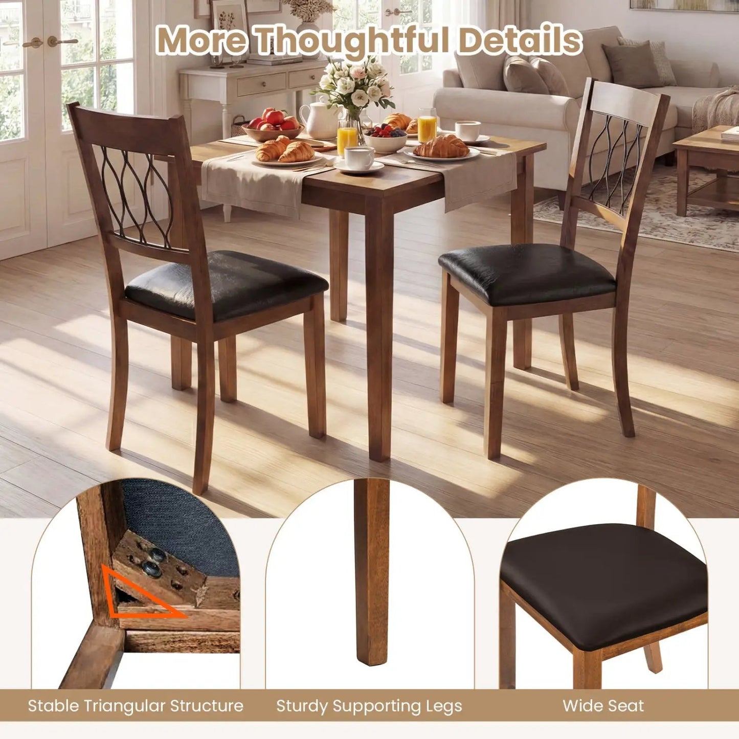 Two DirectDeals dining chairs with fabric and faux leather upholstery on a dark wood frame on Tampa Home & Garden Store