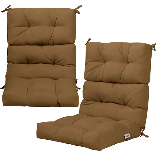 High back chair cushions set, 2-pack, tufted tan fabric with tie closures DirectDeals on Tampa Home & Garden Store