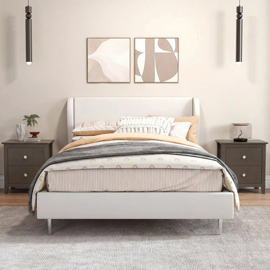 Set of 2 modern nightstands with two drawers in gray-brown wood finish on Tampa Home & Garden Store
