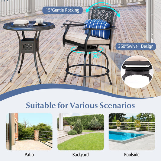 Set of 2 Outdoor Bar Height Chair with Soft Cushions - Tampa Home & Garden Store