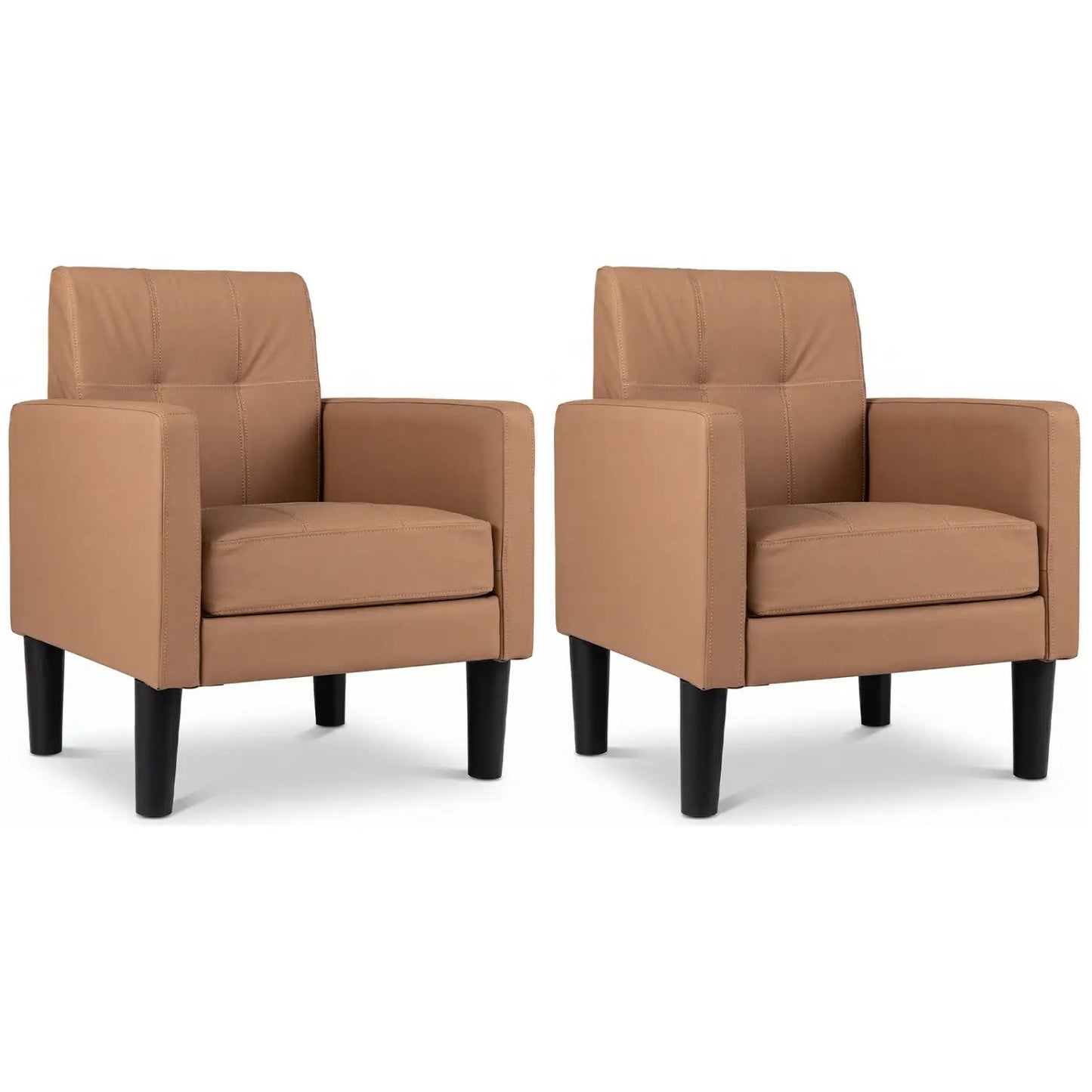 Modern Accent Chair Set with Brown PU Leather