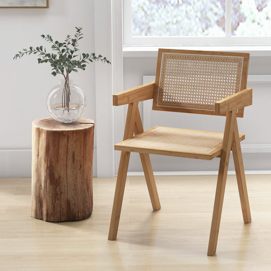 Set of 2 Rattan Accent Chairs with Natural Bamboo Frame-Natural - Tampa Home & Garden Store