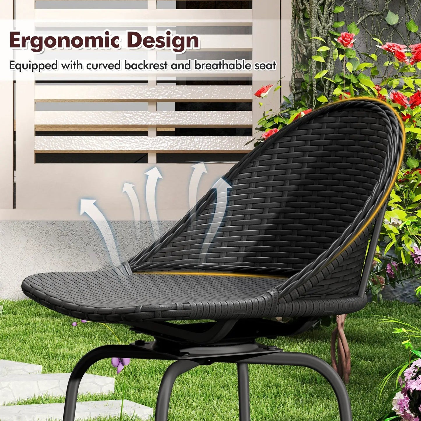 Set of 2 rattan swivel bar stools with curved backs DirectDeals outdoor on Tampa Home & Garden Store