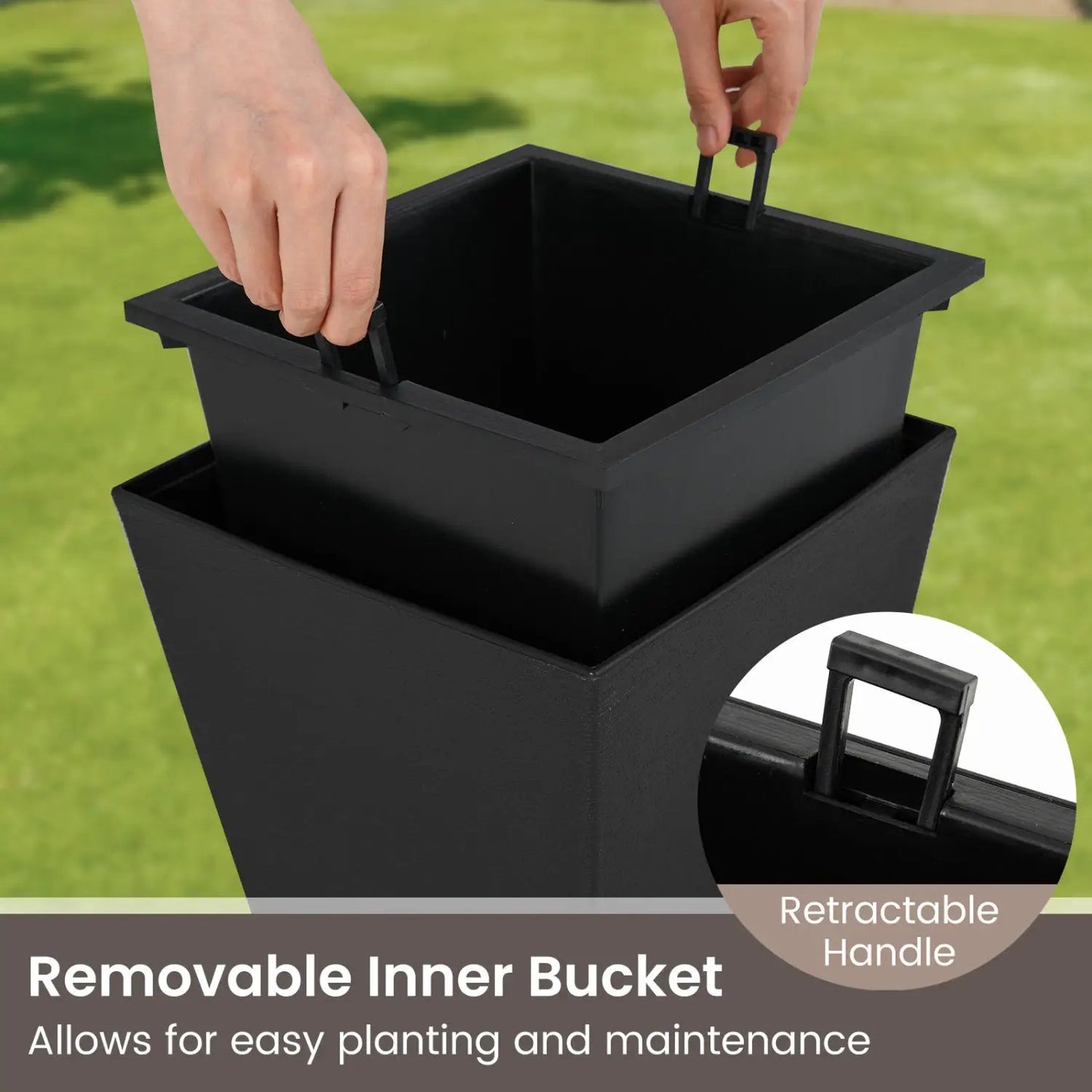 Square Taper Planter Set With Self-Watering