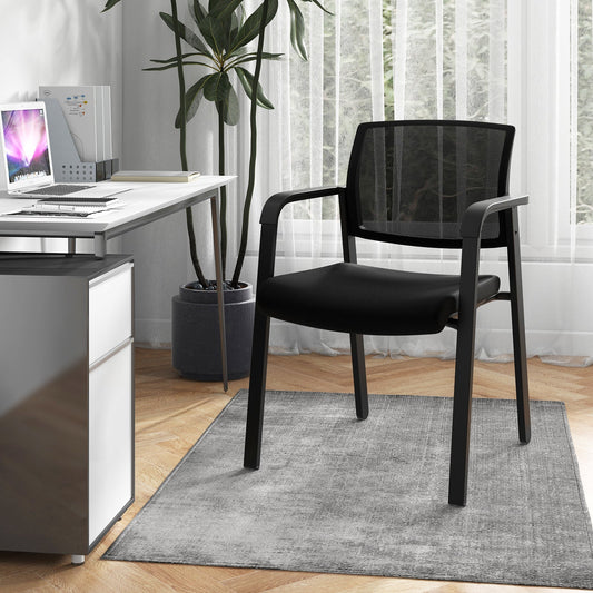 Set of 2 Stackable Reception Room Chairs with Padded Seat-Black - Tampa Home & Garden Store