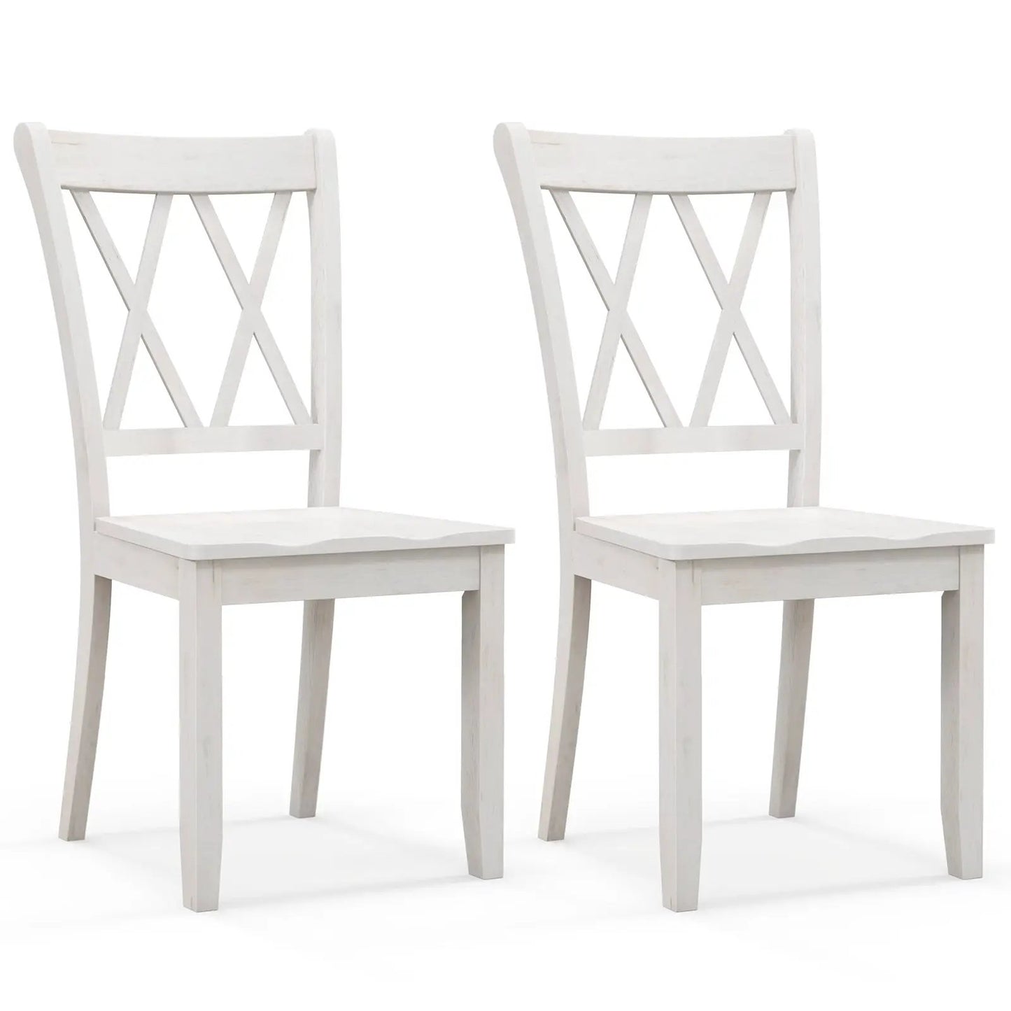 Set of 2 Cross Back Rubber Wood Dining Chairs-Green - Tampa Home & Garden Store